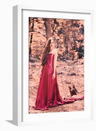 Young Adult Female in Woodland-Sabine Rosch-Framed Photographic Print