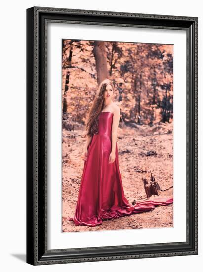 Young Adult Female in Woodland-Sabine Rosch-Framed Photographic Print