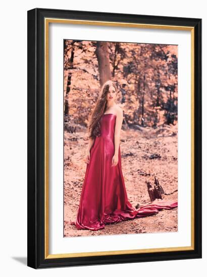 Young Adult Female in Woodland-Sabine Rosch-Framed Photographic Print