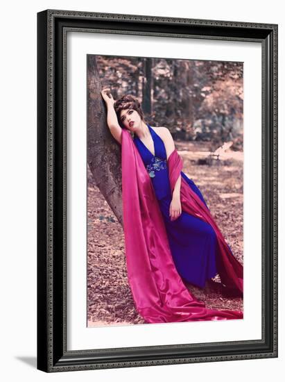 Young Adult Female in Woodland-Sabine Rosch-Framed Photographic Print