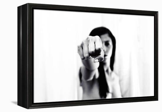 Young Adult Female with Arm Outstretched Like Punch-Torsten Richter-Framed Premier Image Canvas