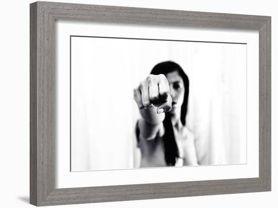 Young Adult Female with Arm Outstretched Like Punch-Torsten Richter-Framed Photographic Print