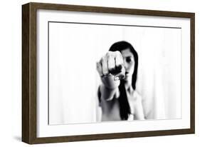Young Adult Female with Arm Outstretched Like Punch-Torsten Richter-Framed Photographic Print