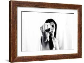 Young Adult Female with Arm Outstretched Like Punch-Torsten Richter-Framed Photographic Print