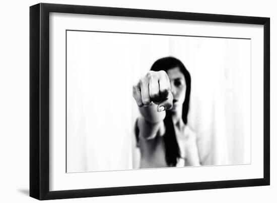 Young Adult Female with Arm Outstretched Like Punch-Torsten Richter-Framed Photographic Print