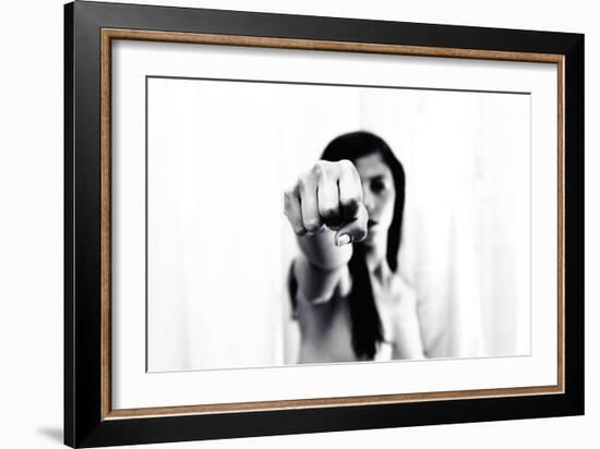 Young Adult Female with Arm Outstretched Like Punch-Torsten Richter-Framed Photographic Print