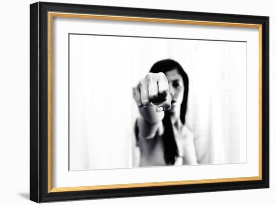 Young Adult Female with Arm Outstretched Like Punch-Torsten Richter-Framed Photographic Print