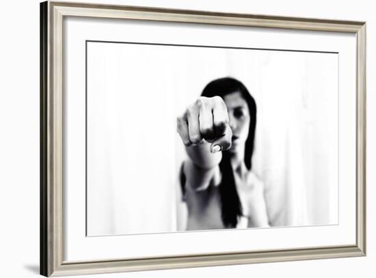 Young Adult Female with Arm Outstretched Like Punch-Torsten Richter-Framed Photographic Print