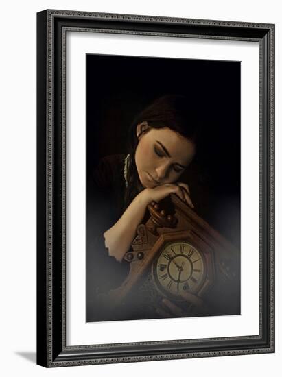 Young Adult Female with Clock-Ariel Marie Miller-Framed Photographic Print