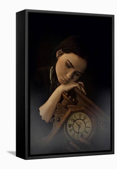 Young Adult Female with Clock-Ariel Marie Miller-Framed Premier Image Canvas