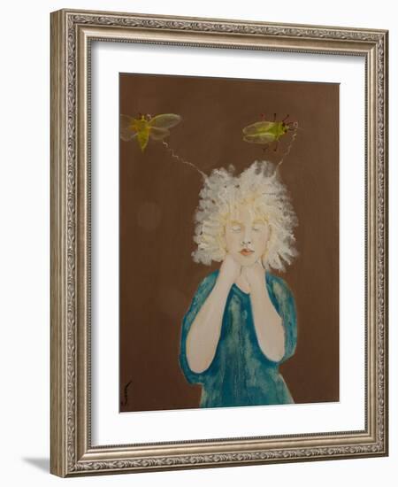 Young Albino Girl with Cicadas (Green Grocers), 2017-Susan Adams-Framed Giclee Print