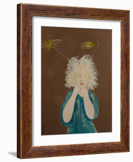 Young Albino Girl with Cicadas (Green Grocers), 2017-Susan Adams-Framed Giclee Print