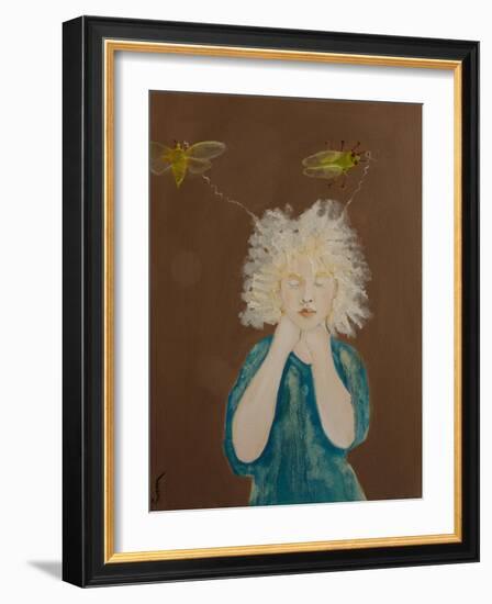 Young Albino Girl with Cicadas (Green Grocers), 2017-Susan Adams-Framed Giclee Print