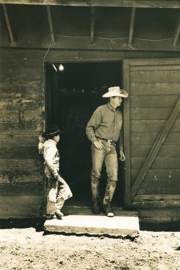 'Young and Old Ranchers JA Ranch, Texas, USA (B/W Photo)' Giclee Print ...