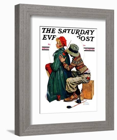 "Young Artist" or "She's My Baby" Saturday Evening Post Cover, June 4,1927-Norman Rockwell-Framed Giclee Print