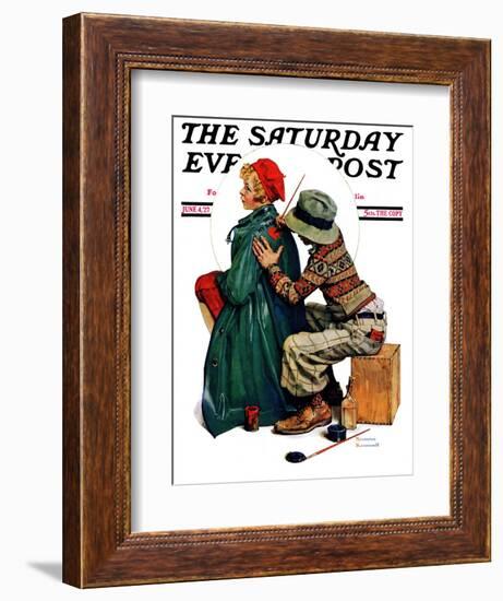 "Young Artist" or "She's My Baby" Saturday Evening Post Cover, June 4,1927-Norman Rockwell-Framed Giclee Print