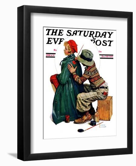 "Young Artist" or "She's My Baby" Saturday Evening Post Cover, June 4,1927-Norman Rockwell-Framed Giclee Print