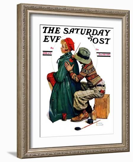 "Young Artist" or "She's My Baby" Saturday Evening Post Cover, June 4,1927-Norman Rockwell-Framed Giclee Print