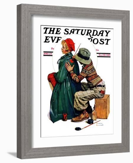 "Young Artist" or "She's My Baby" Saturday Evening Post Cover, June 4,1927-Norman Rockwell-Framed Giclee Print