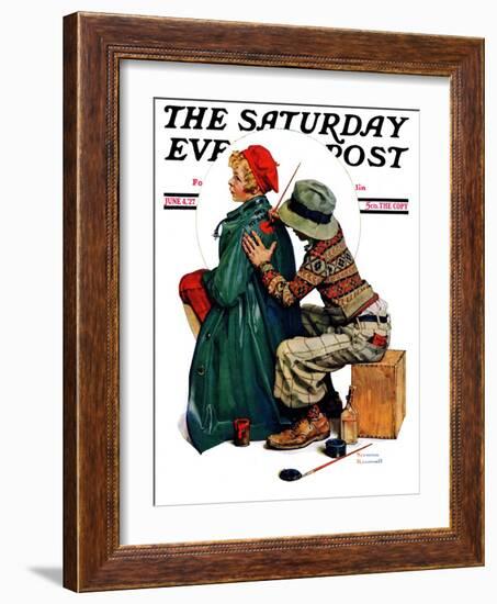 "Young Artist" or "She's My Baby" Saturday Evening Post Cover, June 4,1927-Norman Rockwell-Framed Giclee Print