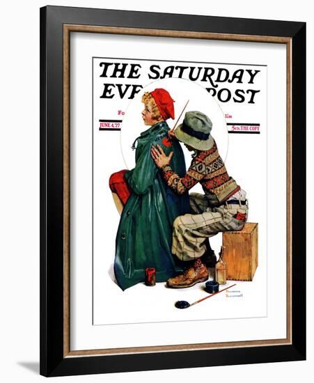 "Young Artist" or "She's My Baby" Saturday Evening Post Cover, June 4,1927-Norman Rockwell-Framed Giclee Print