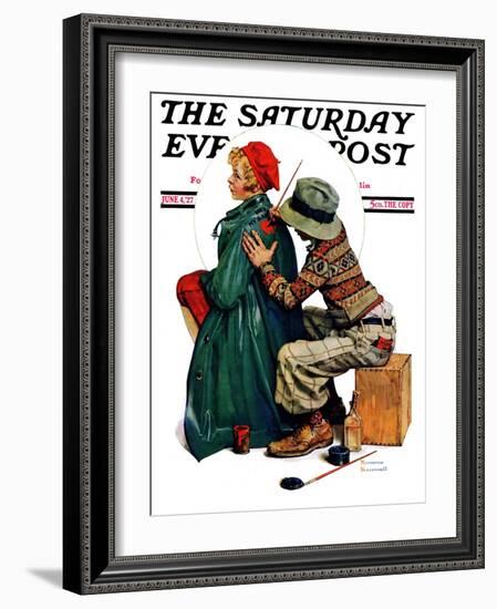 "Young Artist" or "She's My Baby" Saturday Evening Post Cover, June 4,1927-Norman Rockwell-Framed Giclee Print