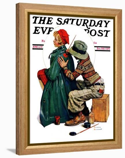 "Young Artist" or "She's My Baby" Saturday Evening Post Cover, June 4,1927-Norman Rockwell-Framed Premier Image Canvas