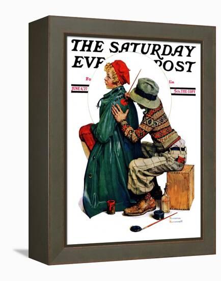 "Young Artist" or "She's My Baby" Saturday Evening Post Cover, June 4,1927-Norman Rockwell-Framed Premier Image Canvas