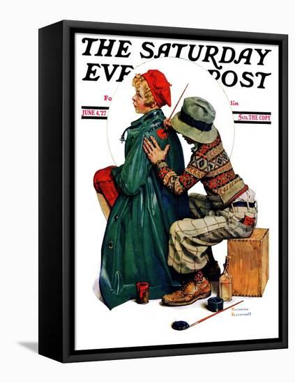 "Young Artist" or "She's My Baby" Saturday Evening Post Cover, June 4,1927-Norman Rockwell-Framed Premier Image Canvas