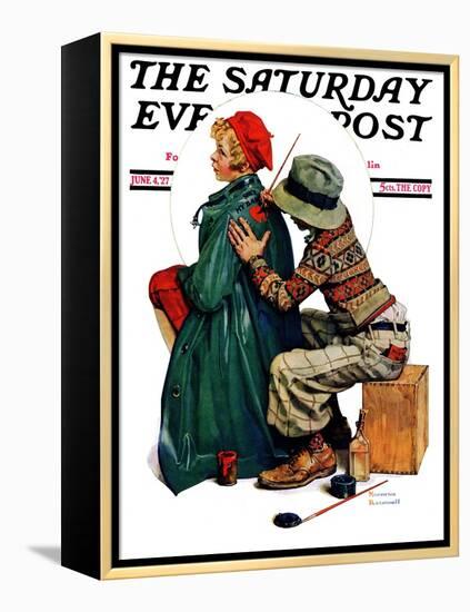 "Young Artist" or "She's My Baby" Saturday Evening Post Cover, June 4,1927-Norman Rockwell-Framed Premier Image Canvas