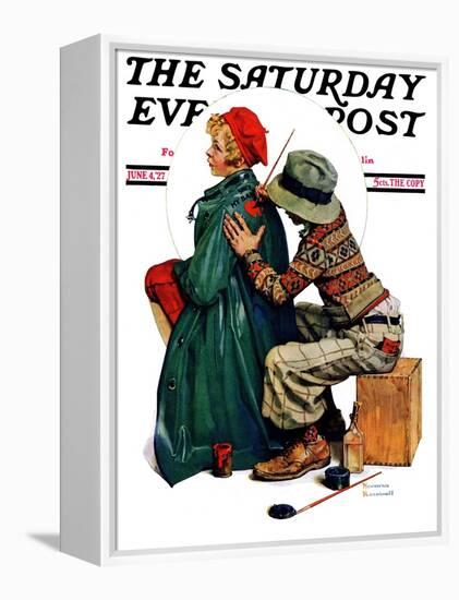 "Young Artist" or "She's My Baby" Saturday Evening Post Cover, June 4,1927-Norman Rockwell-Framed Premier Image Canvas
