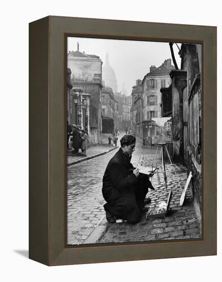 Young Artist Paints Sacre Coeur from the Ancient Rue Narvins-Ed Clark-Framed Premier Image Canvas