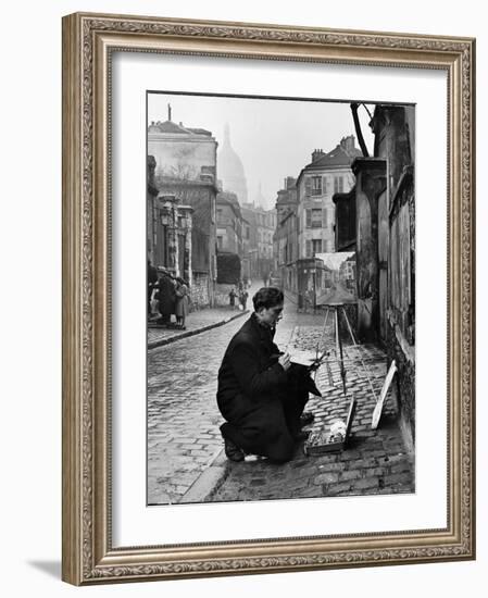 Young Artist Paints Sacre Coeur from the Ancient Rue Narvins-Ed Clark-Framed Photographic Print