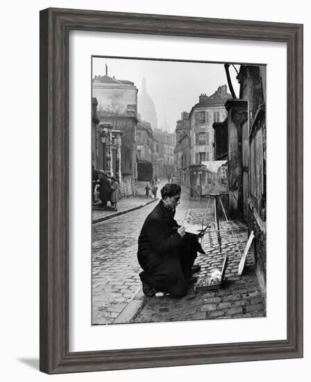 Young Artist Paints Sacre Coeur from the Ancient Rue Narvins-Ed Clark-Framed Photographic Print