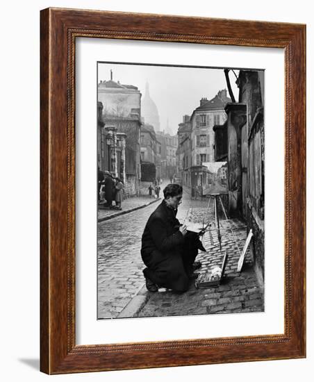 Young Artist Paints Sacre Coeur from the Ancient Rue Narvins-Ed Clark-Framed Photographic Print