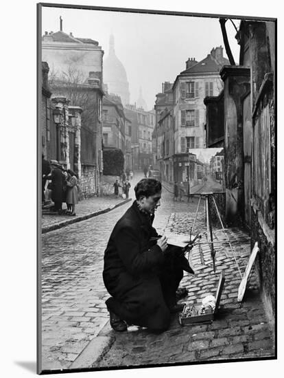 Young Artist Paints Sacre Coeur from the Ancient Rue Narvins-Ed Clark-Mounted Photographic Print