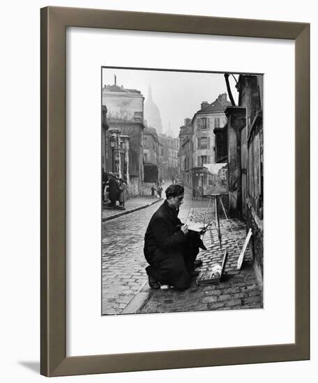 Young Artist Paints Sacre Coeur from the Ancient Rue Narvins-Ed Clark-Framed Photographic Print