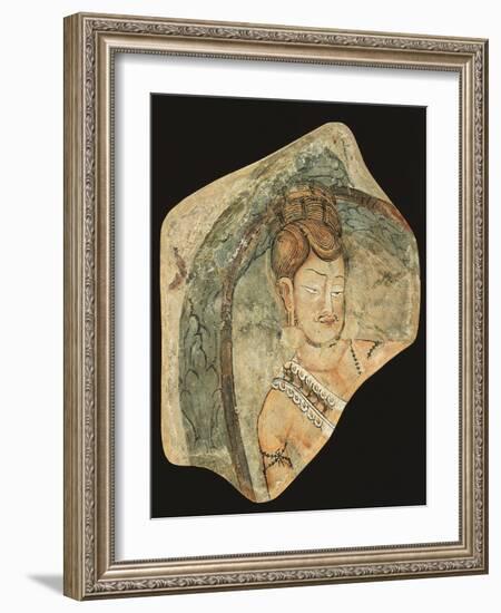 Young Ascetic in Hut of Leaves, Mural Painting from Navigators of Kizil Cave, Xinjiang, China-null-Framed Giclee Print