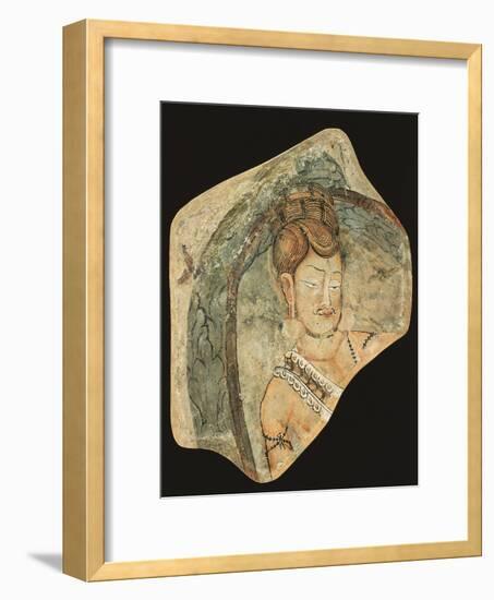 Young Ascetic in Hut of Leaves, Mural Painting from Navigators of Kizil Cave, Xinjiang, China-null-Framed Giclee Print