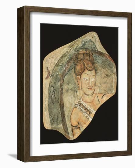 Young Ascetic in Hut of Leaves, Mural Painting from Navigators of Kizil Cave, Xinjiang, China-null-Framed Giclee Print