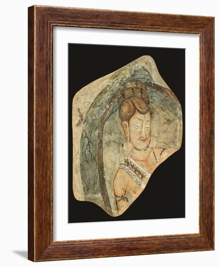 Young Ascetic in Hut of Leaves, Mural Painting from Navigators of Kizil Cave, Xinjiang, China-null-Framed Giclee Print