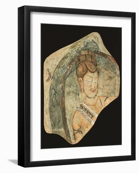 Young Ascetic in Hut of Leaves, Mural Painting from Navigators of Kizil Cave, Xinjiang, China-null-Framed Giclee Print