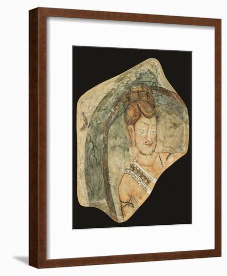 Young Ascetic in Hut of Leaves, Mural Painting from Navigators of Kizil Cave, Xinjiang, China-null-Framed Giclee Print