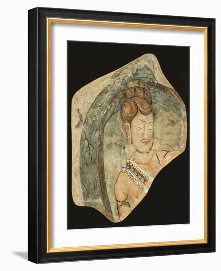 Young Ascetic in Hut of Leaves, Mural Painting from Navigators of Kizil Cave, Xinjiang, China-null-Framed Giclee Print