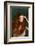 Young Attractive Redhead Girl with Long Curly Hair Wearing Nude Color Lingerie Isolated over Dark G-master1305-Framed Photographic Print