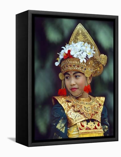 Young Balinese Dancer in Traditional Costume, Bali, Indonesia-Jim Zuckerman-Framed Premier Image Canvas