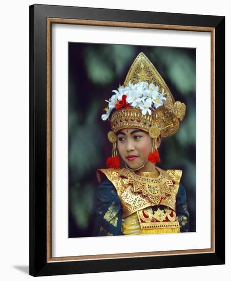 Young Balinese Dancer in Traditional Costume, Bali, Indonesia-Jim Zuckerman-Framed Photographic Print