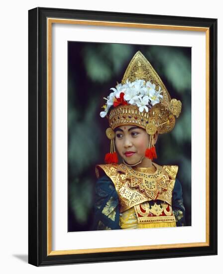 Young Balinese Dancer in Traditional Costume, Bali, Indonesia-Jim Zuckerman-Framed Photographic Print