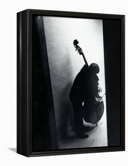 Young Bassist Member of Alexander Schneider's New York String Orchestra Tuning His Instrument-Gjon Mili-Framed Premier Image Canvas