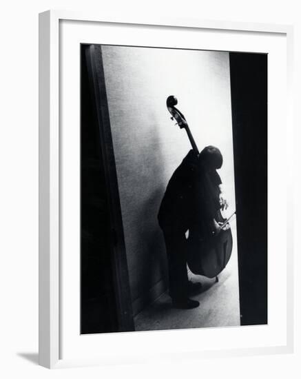 Young Bassist Member of Alexander Schneider's New York String Orchestra Tuning His Instrument-Gjon Mili-Framed Photographic Print